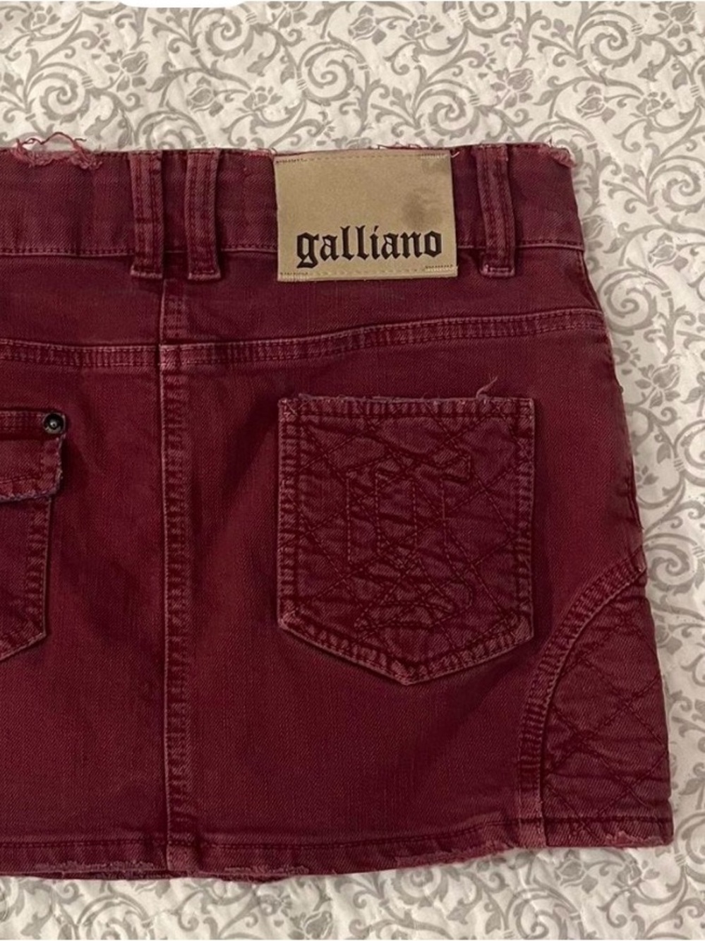RARE John Galliano vintage plum corduroy denim mini skirt